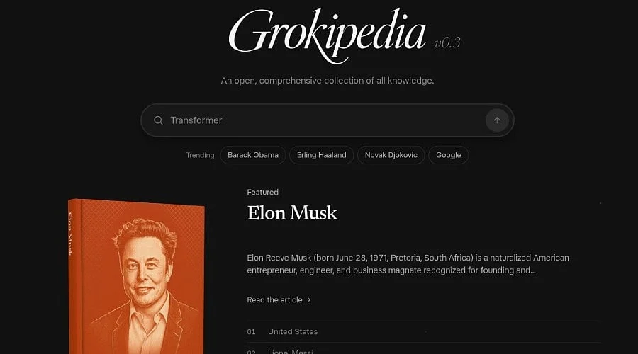 Grokipedia v0.3 launches with a new design and updated articles